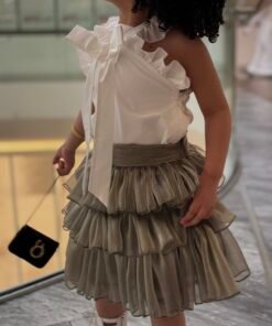 Front tie & Olive skirt
